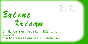 balint krisan business card